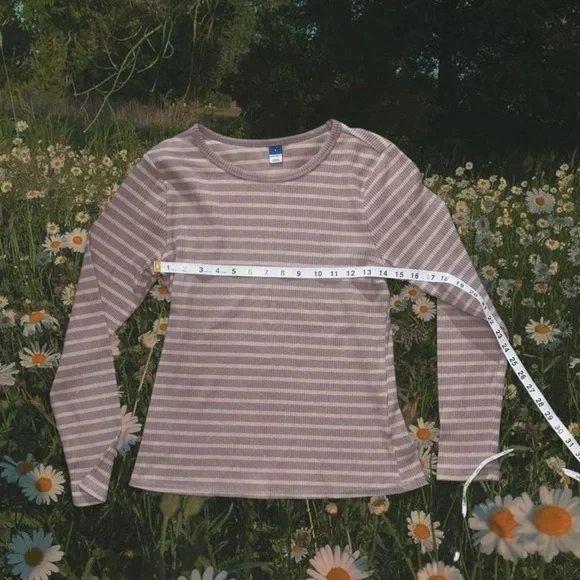 Striped Long Sleeve Ribbed Top - Picture 3 of 4